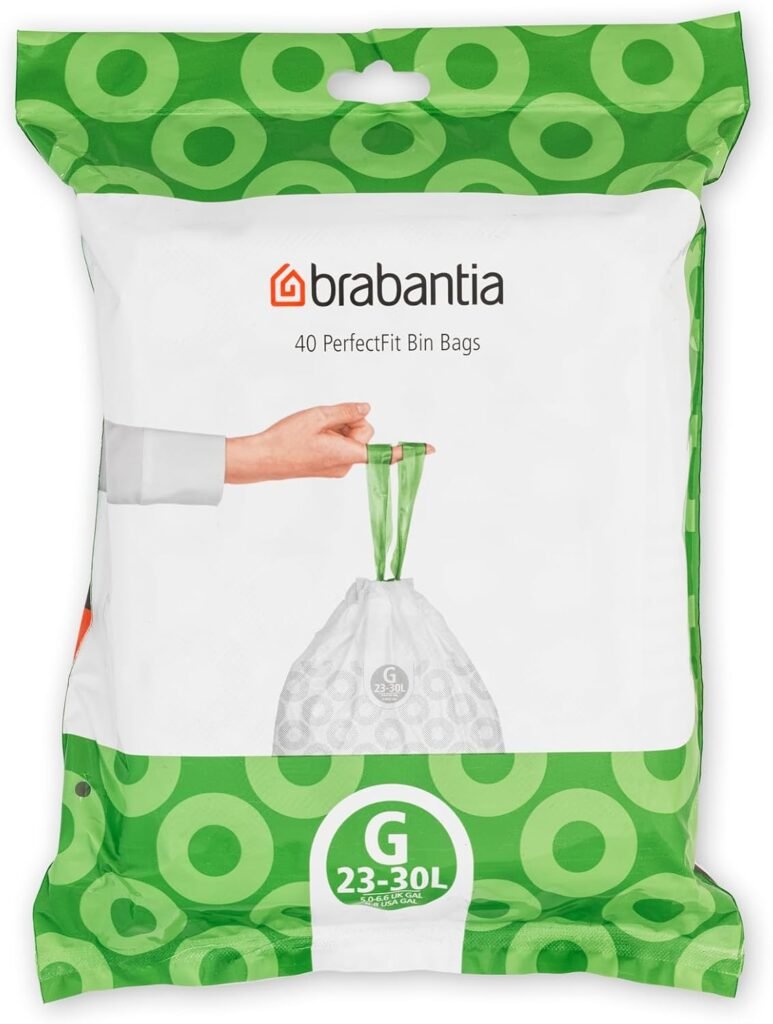 Brabantia PerfectFit Bin Liners (Size G/23–30 Litre) – Strong, Neat, and Reliable Trash Bags with Drawstring Handles 2 trf