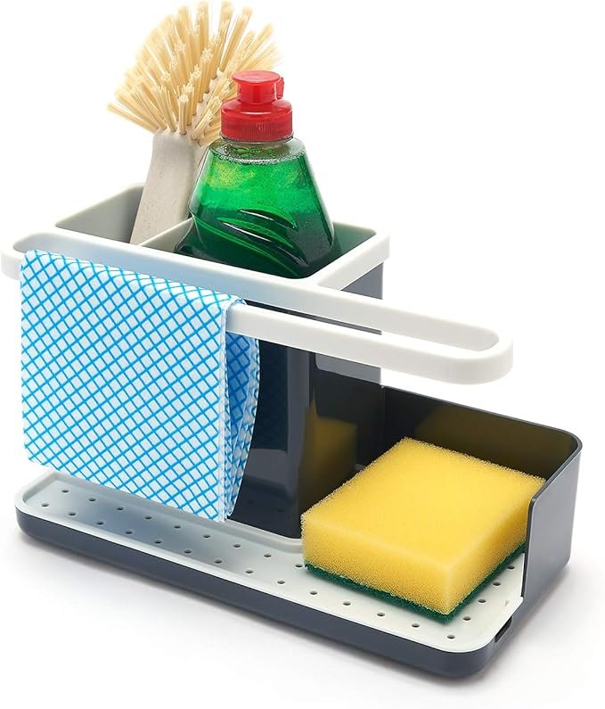 simplywire , Sink Tidy/Caddy , Kitchen Sink Organiser Removable Drip Tray , Non-Slip - Grey & White 11 we